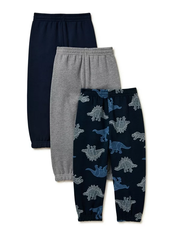Garanimals Toddler Boys Fleece Sweatpants Multipack, 3-Pack, Sizes 2T-5T