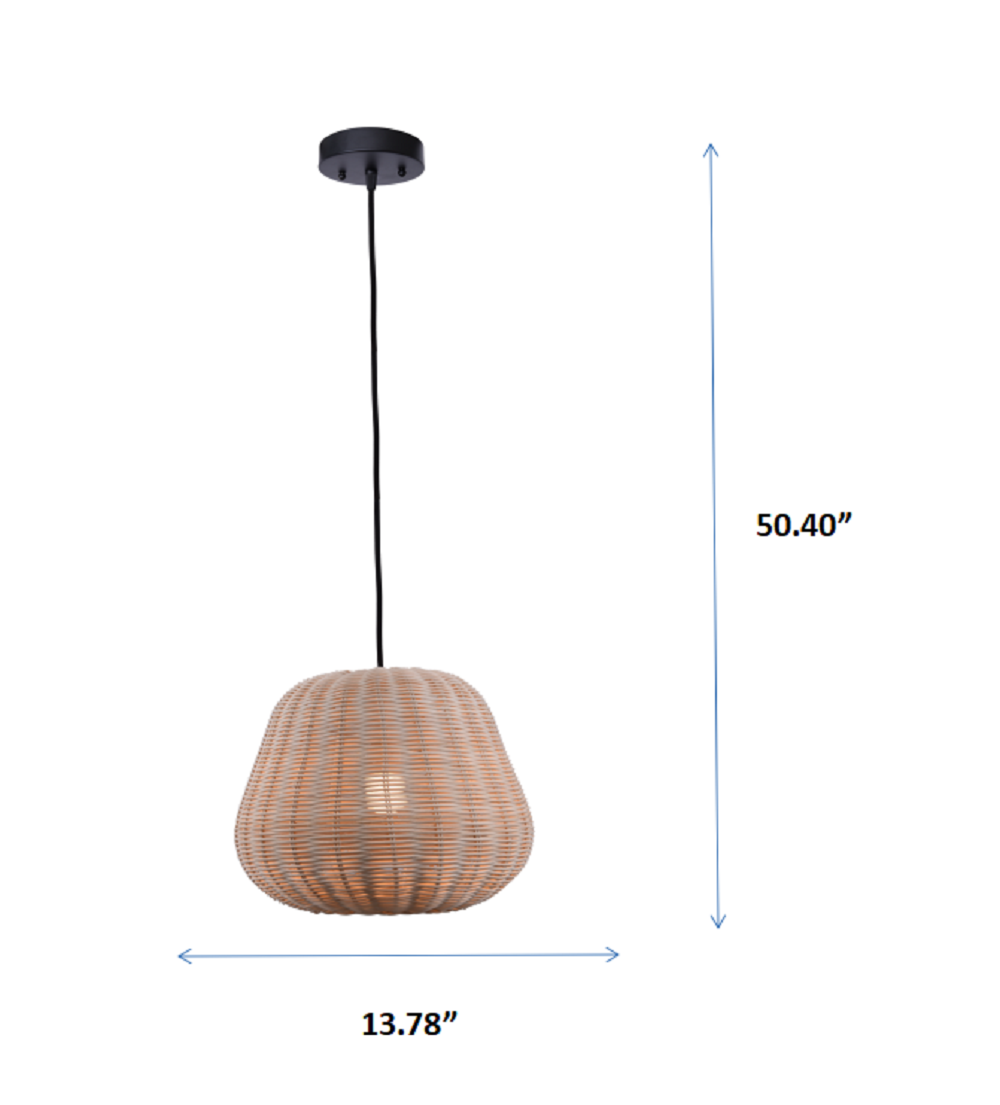 Better Homes and Gardens Natural Woven Pendant, Matte Black Finish 1 A19 60W Eqv bulb included