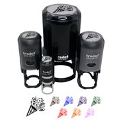 Party Popper with Confetti Self-Inking Rubber Stamp Ink Stamper - Black Ink - Mini 1/2 Inch