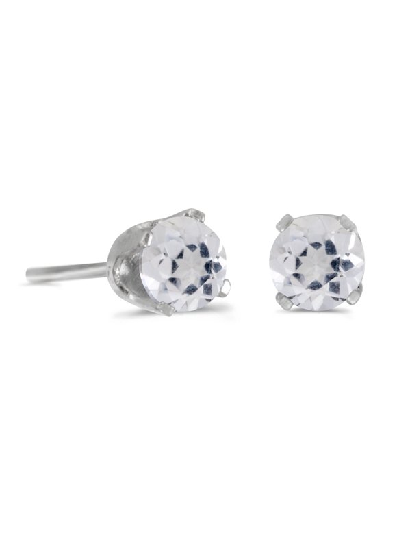 4 mm Round White Topaz Stud Earrings in Sterling Silver