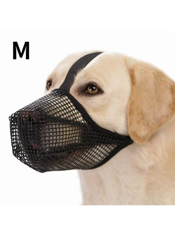 PWFE Dog Muzzle Soft Mesh Covered Muzzles for Small Medium Large Dogs Poisoned Bait Protection Muzzle with Adjustable Straps Prevent Biting Chewing and Licking(Black3-M)