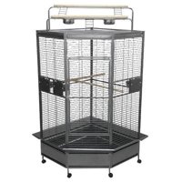 A and E Cage Co. Corner Wrought Iron Bird Cage-Black