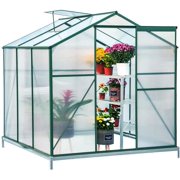 Erommy Walk-in Greenhouse Large Gardening Plant Hot House with Adjustable Roof Vent and Rain Gutters,UV Protection Planting House,6'(L) x 6'(W) x 6.6'(H)
