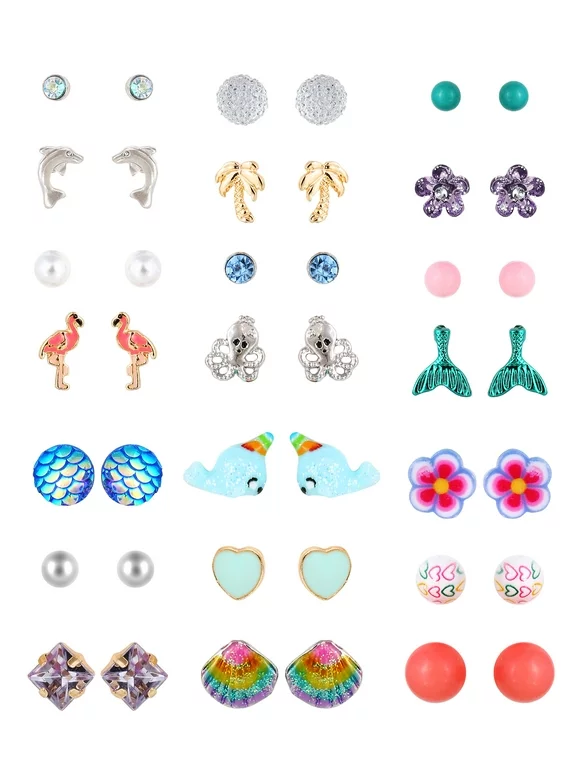 Wonder Nation Girl's Multicolored Beach Theme Earring Set