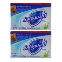 Safeguard Antibacterial Soap with Aloe, 4 oz, 4 Bars, 2 Pack, 8 Soap Bars Total