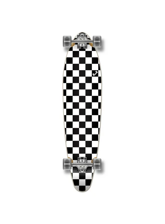 Yocaher Kicktail Longboard Complete - Checker White