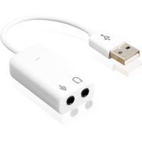 7.1 USB External Sound Card Audio Adapter LEIHONG USB2.0 to 3.5MM Audio Output Microphone Input Converter Plug and Play for Windows/Vista/Win7/Linux/WinCE/Android/Mac-White