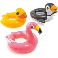 Intex, 3 Pack- Animal Head Split Ring Pool Floats Bundle Includes Duck, Penguin, and Flamingo