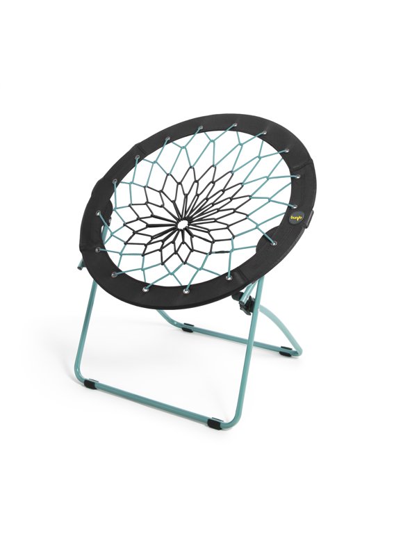 32" Bunjo Woven Bungee with Metal Base Folding Chair, Black to Teal