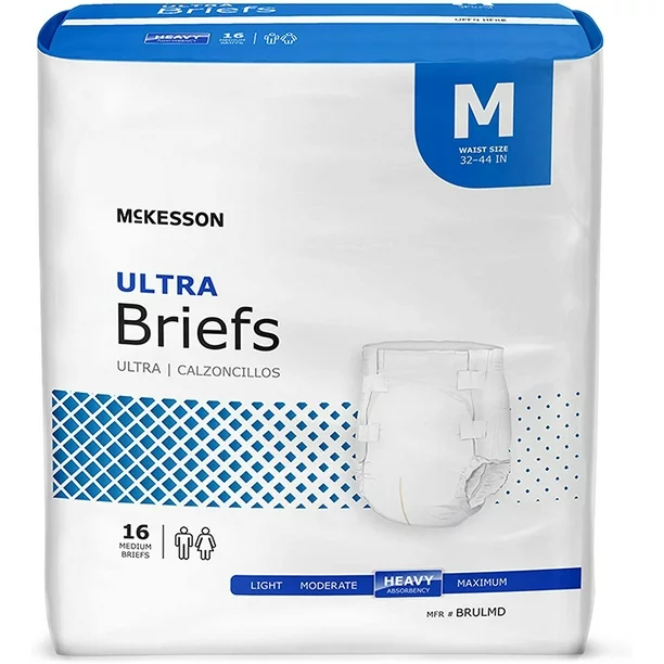 McKesson Ultra Adult Incontinent Disposable Heavy Absorbency Brief, Medium, 96 Ct