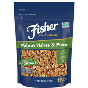 FISHER Chef's Naturals Walnut Halves & Pieces, 6 oz, Naturally Gluten Free, No Preservatives, Non-GMO