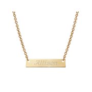 Personalized Girls' Gold -Tone Engraved Nameplate Bar Necklace