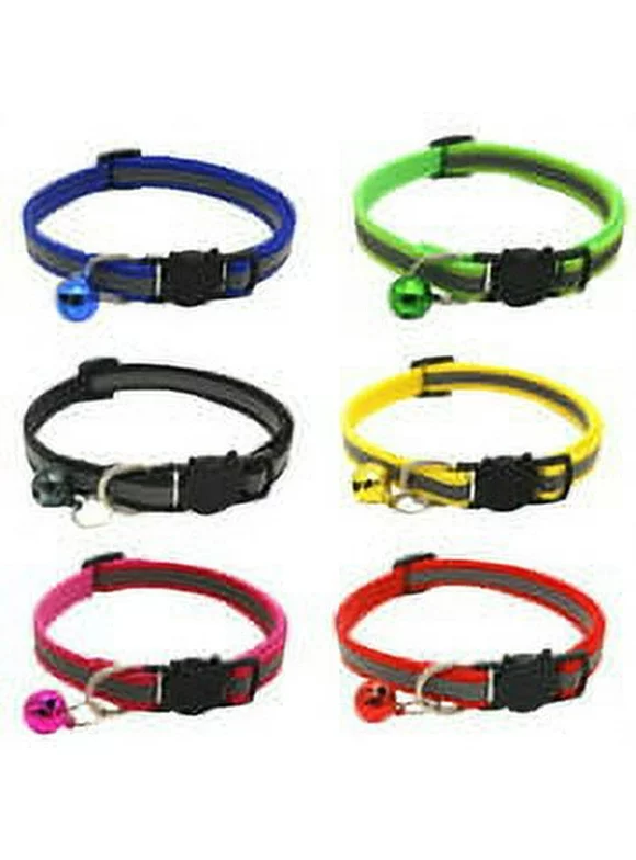 Clearance Deals6 Pack Reflective Cat Collars Safety Quick Release With Bell- Adjustable 19-32Cm