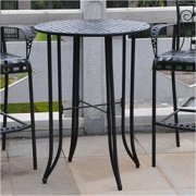 Pemberly Row Iron Antique All-weather 40" Bar-Height Outdoor Patio Table, Black