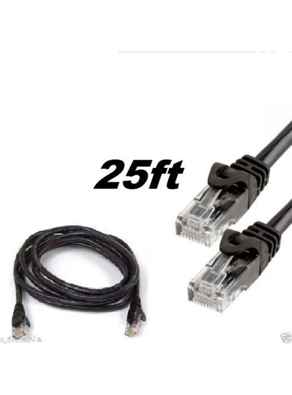 CableVantage 25ft Cat 6 CAT6 Patch Cord Cable 500mhz Ethernet Internet Network LAN RJ45 UTP 25 ft Black
