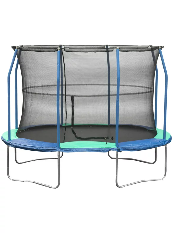 JumpKing Oval 8' x 11.5' Trampoline, with Enclosure, Blue/Green
