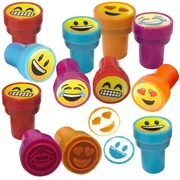 ToyExpress Emoticon Stampers for Kids, Pack of 24, Pre-Inked Smile Stampers for Children, Emoji Birthday Party Supplies and Favors, Piata Fillers, Arts n Crafts, Assignment Stamps for Teachers