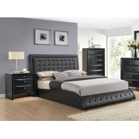 Rich Black PU Upholstered King Bedroom Set 3Pcs Acme Furniture 20657EK Tirrel