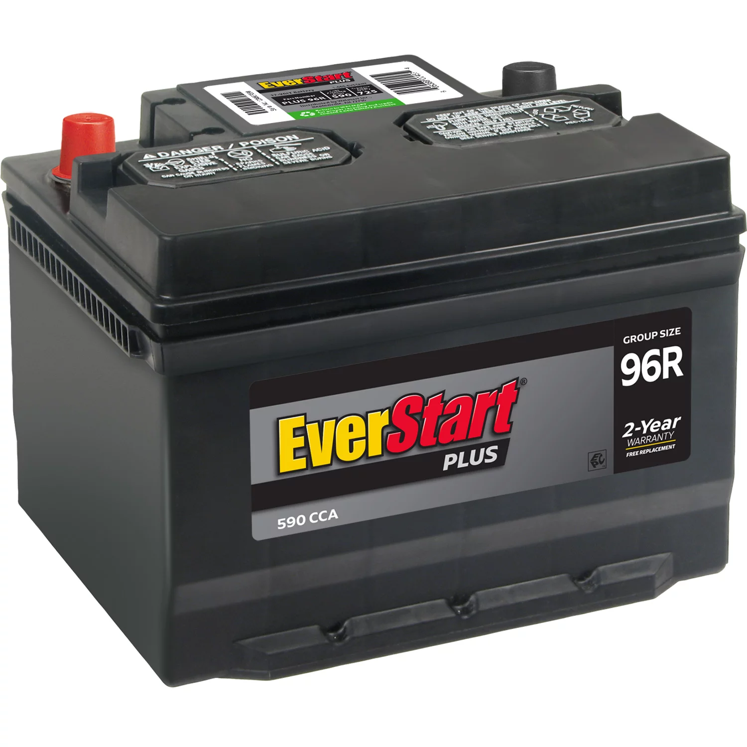 EverStart Plus Lead Acid Automotive Battery, Group Size 96R 12 Volt, 590 CCA