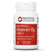 Protocol Vitamin D3 5,000 IU (125mcg) - Immune Support, Healthy Bones and Teeth - 120 Softgels