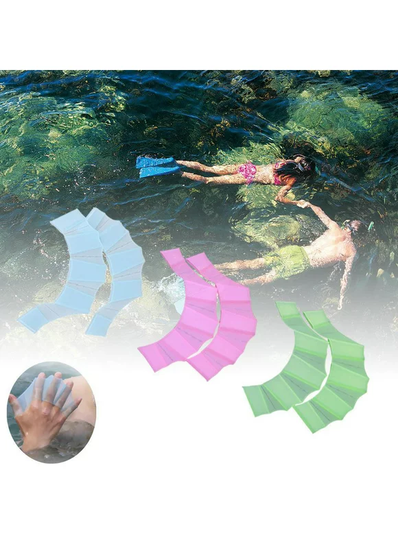 Hesroicy 1 Pair Silicone Swimming Flippers Webbed Gloves Training Swim Gear Hand Paddle