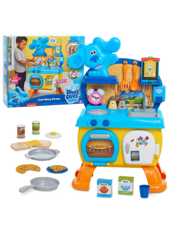Blue's Clues & You! Cook-Along Pretend Play Kitchen Set, Includes Over 20 Pieces, Lights, Realistic Sounds, and Interactive Features, Kids Toys for Ages 3 up