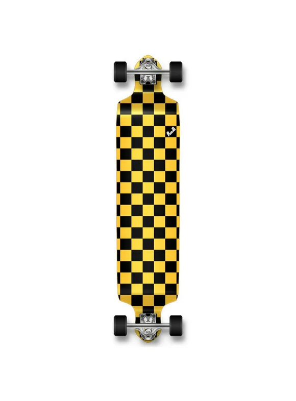Yocaher Drop Down Longboard Complete - Checker Yellow