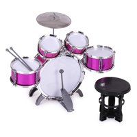 Children Kids Drum Set Musical Instrument Toy 5 Drums with Small Cymbal Stool Drum Sticks for Boys Girls