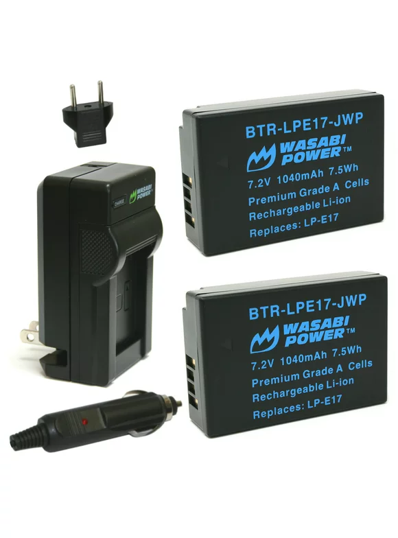 Wasabi Power Battery (2-Pack) and Charger for Canon LP-E17