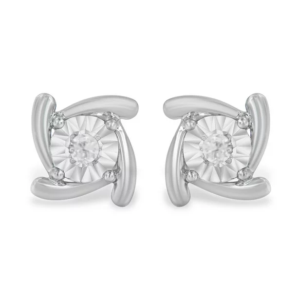 Sterling-Silver 1/10ct TDW Diamond Flower Stud Earring (I-J, I3 Promo)