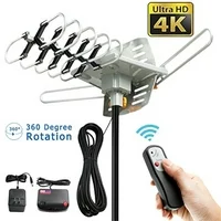 vansky outdoor 150 mile motorized 360 degree rotation ota amplified hd tv antenna for 2 tvs support - uhf/vhf/1080p channels wireless remote control - 32.8' coax cable (vs-otx01)
