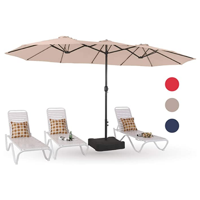 MF Studio 15ft Patio Umbrella Double-Sided Outdoor Market Extra Large Umbrella with Crank, Umbrella Base Included (Beige)
