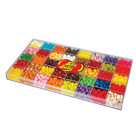 Jelly Belly 40-Flavor Clear Jelly Bean Gift Box, 32 Ounces of Candy with Organizing Compartments