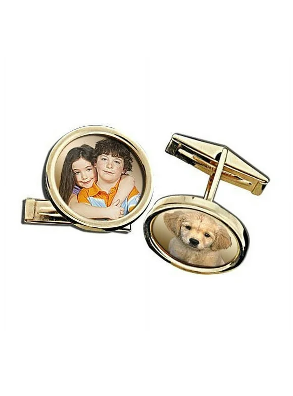 Photo Engraved Cuff Links - Sterling Silver, 0.65 Inch, Per Pair