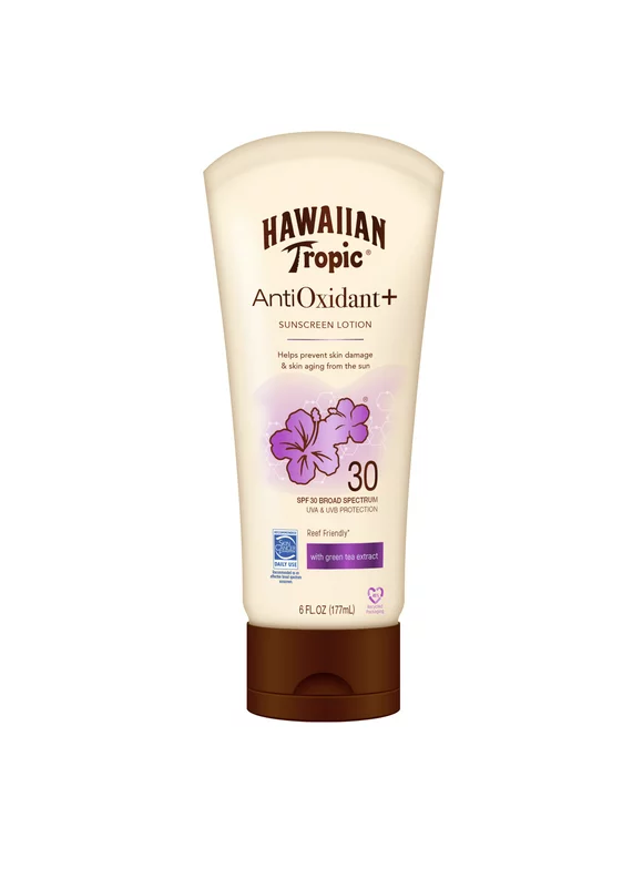 Hawaiian Tropic Antioxidant Plus Sunscreen Lotion SPF 30, 6 fl oz