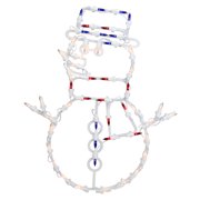 18" Red and Blue Lighted Snowman Christmas Window Silhouette Decoration