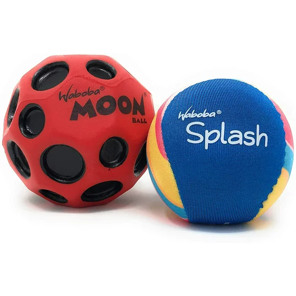 Waboba Balls 2 Pack Bundle  Water Bouncing Splash and Moonball  Perfect Water Ball for Pools and Lake Toys and Beach Ball Assorted Colrors