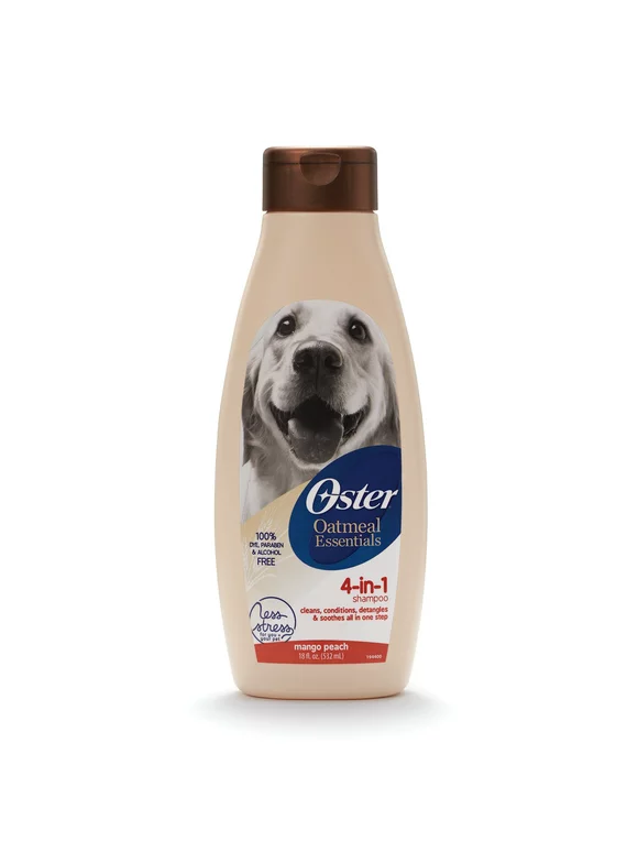Oster Oatmeal Essentials 4-in-1 Dog Shampoo, Mango Peach, 18 oz.