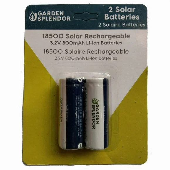 2 Pack 18500 800 Mah Lithium Ion Solar Rechargeable Battery Use As, Each