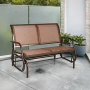 48" Outdoor Patio Glider Bench Loveseat Chaise Rocking Chair Brown