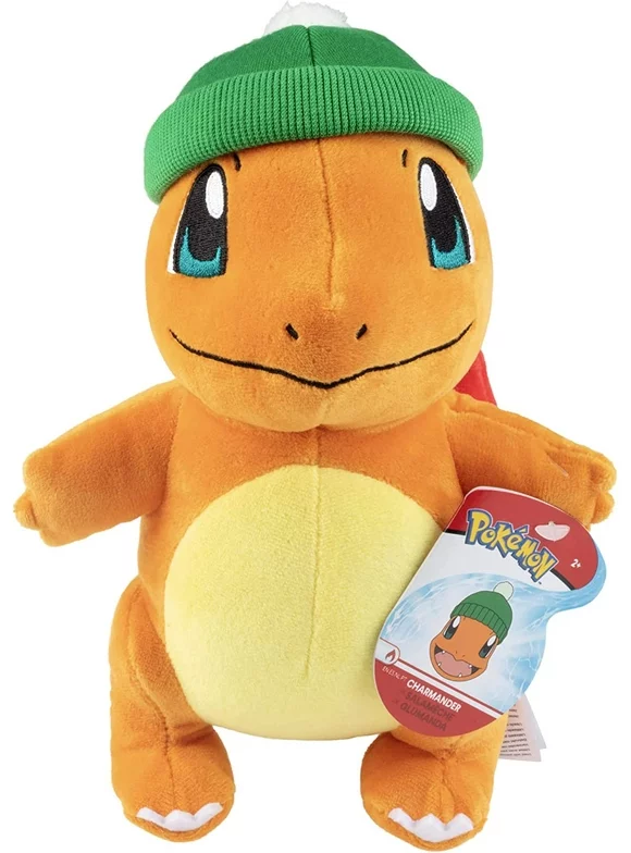 Pokemon 8" Charmander Plush Stuffed Animal Toy - with Winter Hat Accessory - Officially Licensed - Gift for Kids