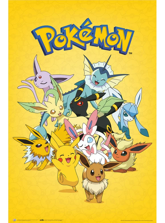 Pokemon - Manga / Anime TV Show / Gaming Poster (Eeve Evolution - Version 2) (Size: 24" x 36") (Clear Poster Hanger)