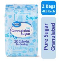 (2 Pack) Great Value Pure Cane Sugar, 4 lb