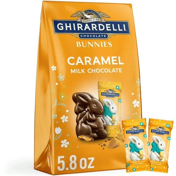 GHIRARDELLI Milk Chocolate Caramel Bunnies for Easter Chocolate Gifts, 5.8 OZ Bag