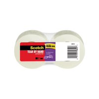 Scotch Tear By Hand Packaging Tape, Clear, 1.88" x 50 yd., 2 Rolls