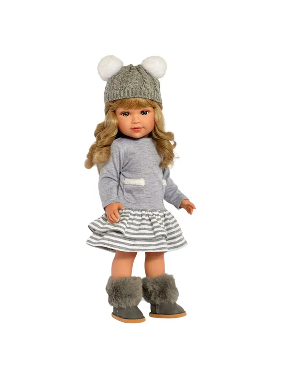18 Inch Doll Clothes- Winter Grey Sweater Dress with Hat Fits 18 Inch Kennedy and Friends Dolls and all Other 18 Inch Dolls- Boots Not Included
