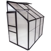 Ogrow Aluminium Lean-To Greenhouse - 25 Sq. Ft. - With Sliding Door And Roof Vent- 6' X 4' X 7'
