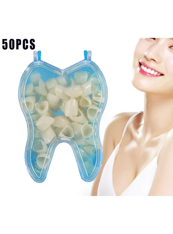 Vobor 50pcs Dental Crowns,Resin Realistic Teeth Crowns,Temporary Porcelain Teeth Dental Care (Front Teeth)