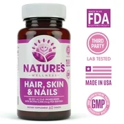 Hair, Skin & Nails Supplement - 5000mcg Biotin, Silica, Vitamin C, E, B, Natural Essential Vitamins, and Advanced Nutrient Complex for Thinning Hair, Men and Women | 60 Tablets