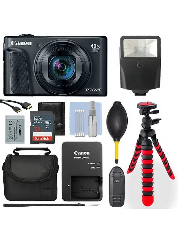 Canon PowerShot SX740 20.3MP Digital Camera Black+ 32GB Deluxe Accessory Package